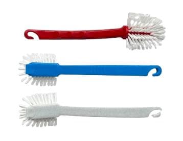 Brosse à vaisselle colorée, en plastique, à tête ronde, grattoir à l'avant de la tête