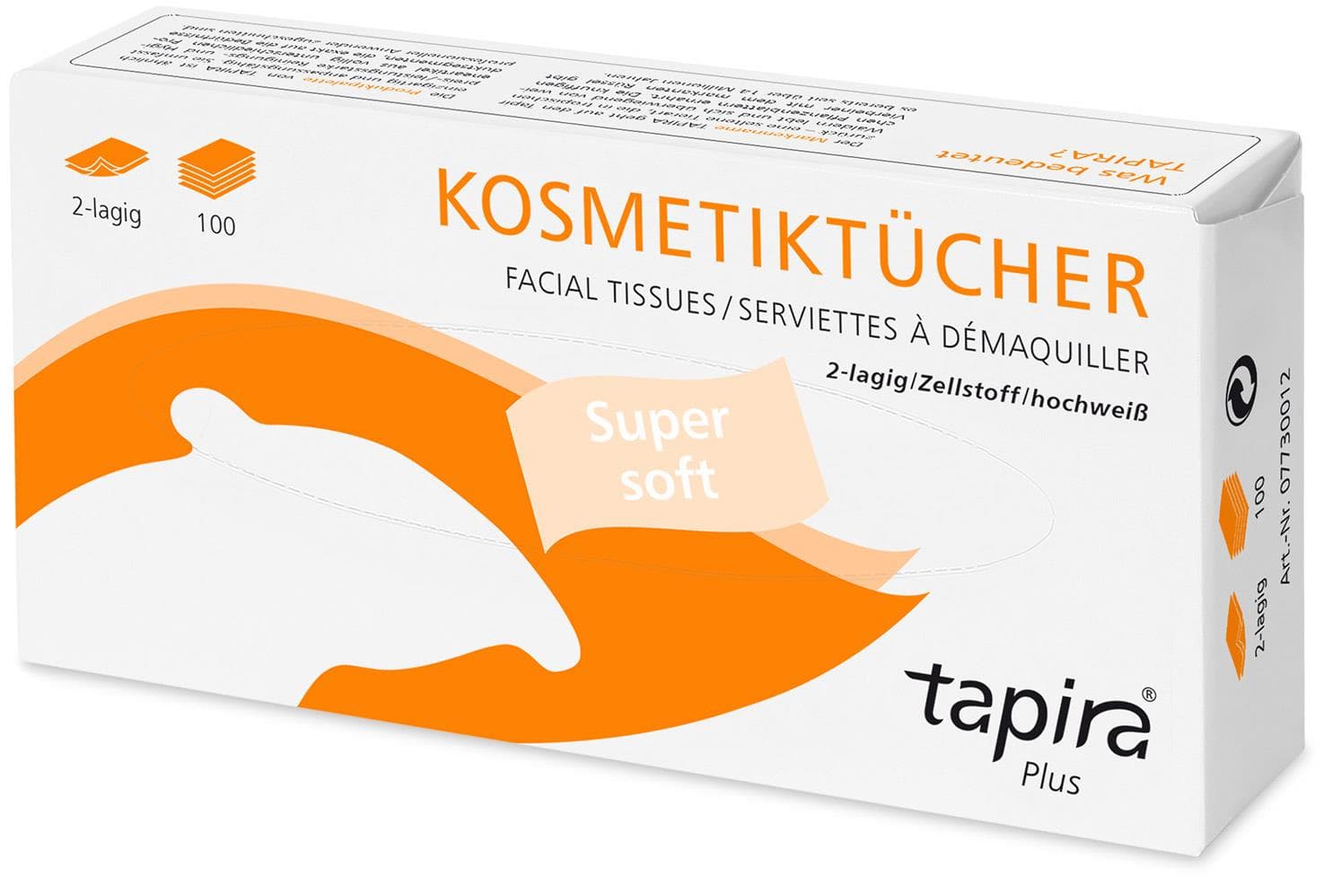 Mouchoirs cosmétiques en cellulose blanche TAPIRA 2 plis