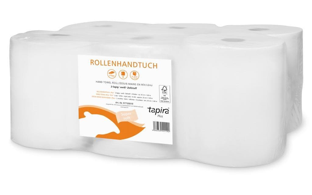 Rouleaux d'essuie-tout en cellulose TAPIRA plus 2 plis, blanc, 2 plis, 140 m,