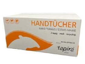 Asciugamani di carta TAPIRA Plus bianchi piegati a V, 100% riciclati, 2 veli