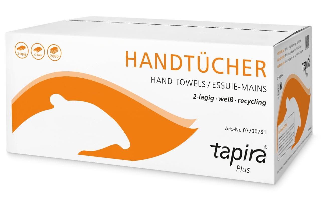 Asciugamano di carta TAPIRA plus, piegato a C, 2 veli, bianco, 23 x 32 cm, riciclato