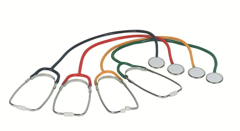 Stetoscopio a testa piatta, giallo, testa in lega di zinco-alluminio, auricolare in PE