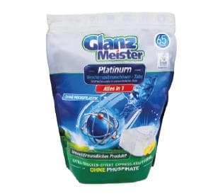 Pastilles pour lave-vaisselle GlanzMeister Platinum avec EU-Ecolabel, sans phosphate