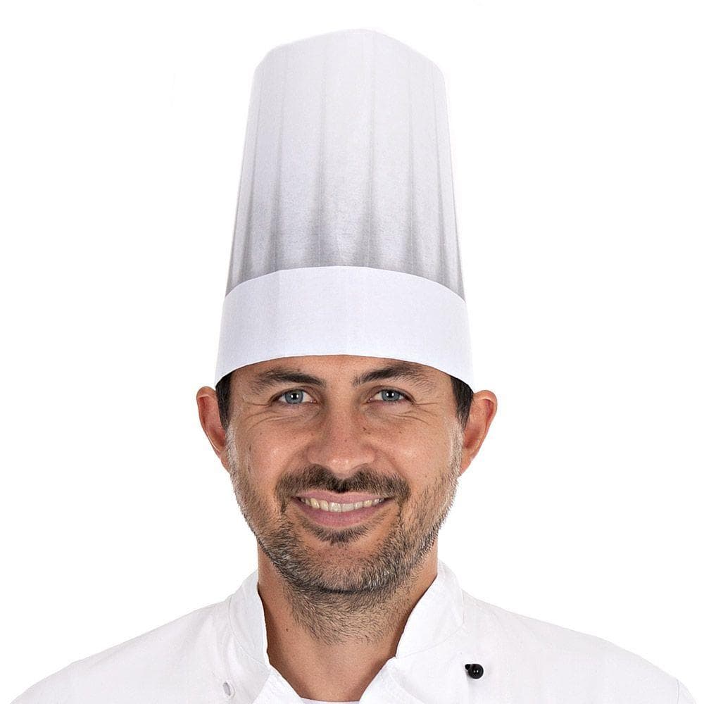 Toques de chef européennes « extra class », en polaire viscose, extra blanc, hauteur 22 cm