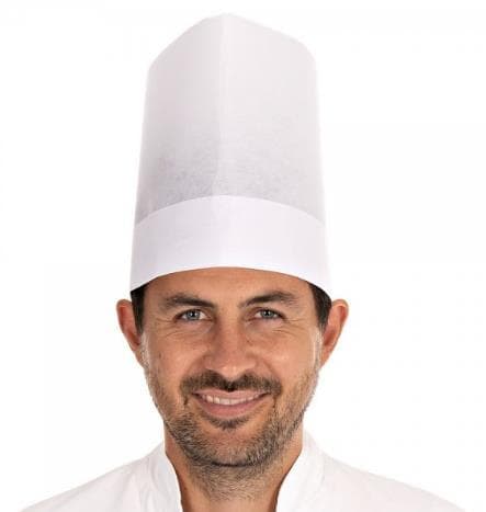 Toques de chef européennes « extra class », en polaire viscose, extra blanc, hauteur 21 cm