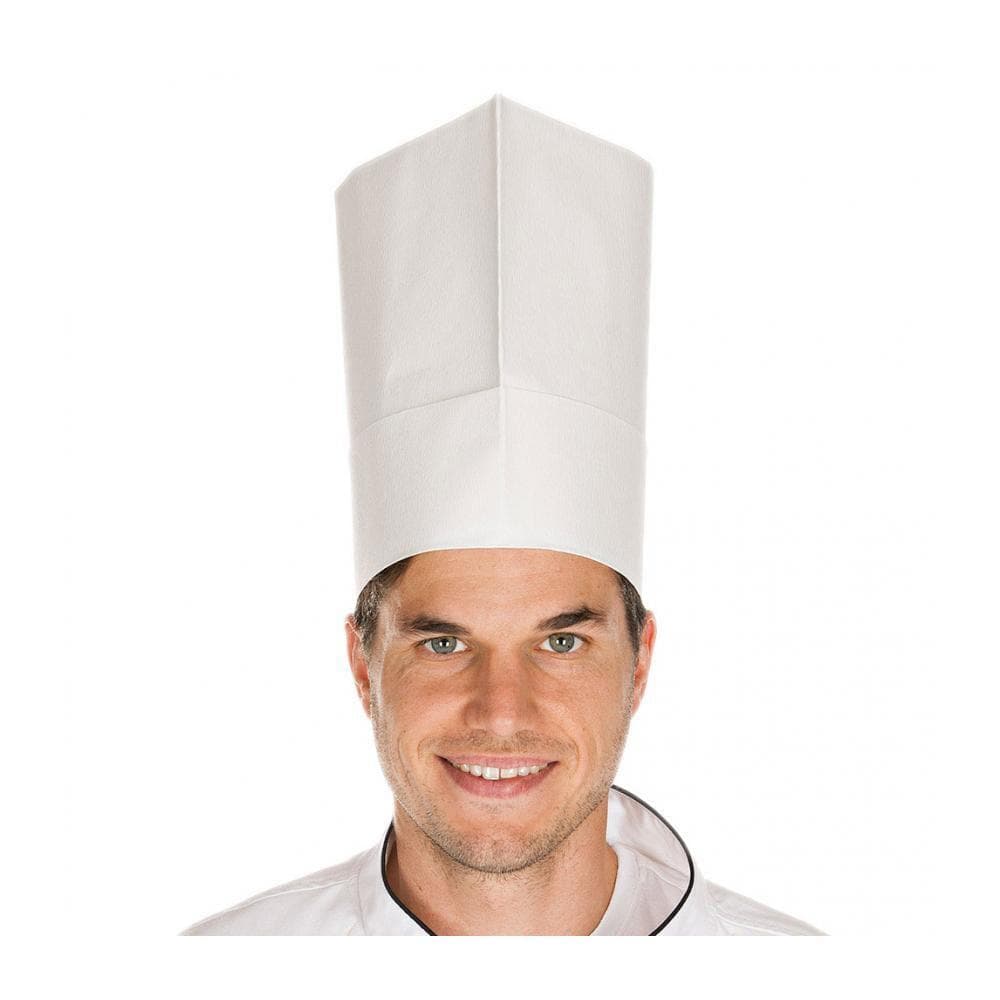 Toque de chef « variable », papier crépon spécial, légère, hauteur 22 cm, blanche