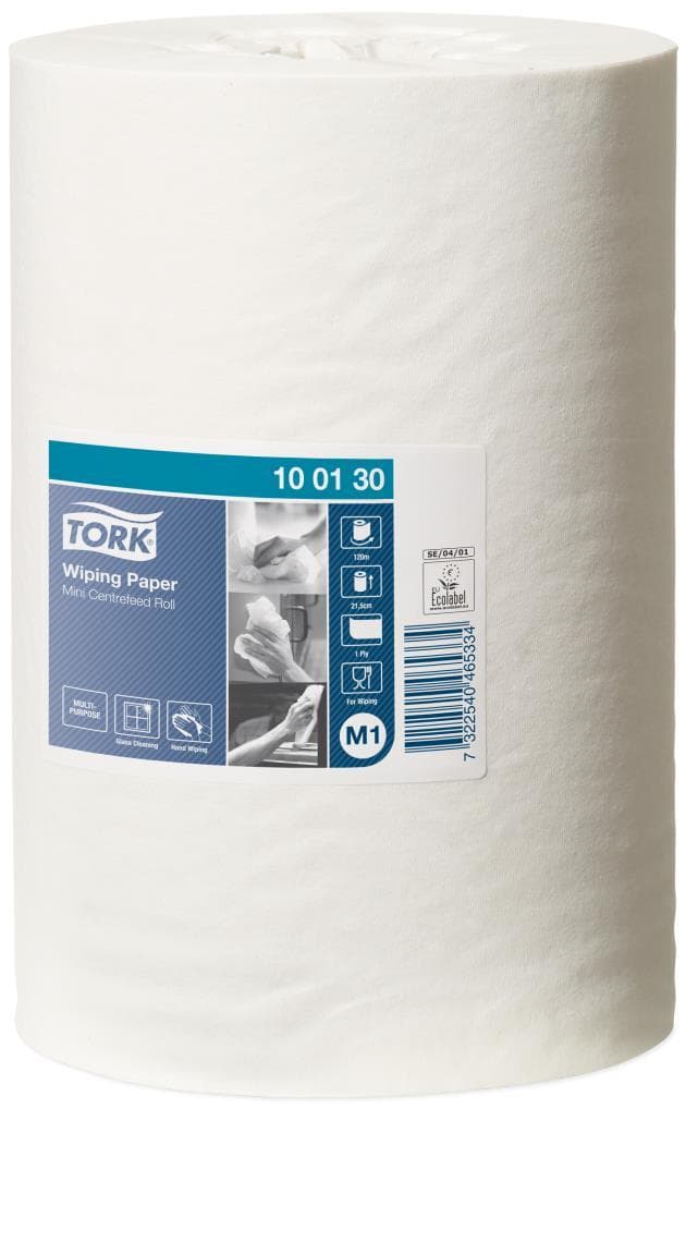Rouleaux de chiffons de nettoyage Tork Advanced 415 1 pli non perforé 21,5 cm x 120 lfm, intérieur