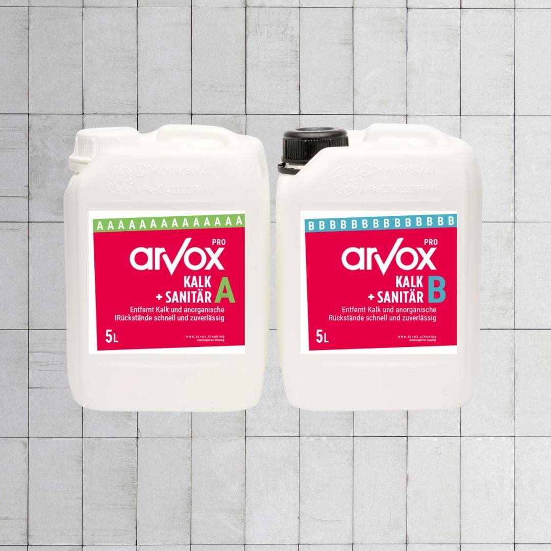 Detergente speciale Arvox Pro Limescale+Detergente sanitario bicomponente (2 x 5 litri)