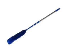 Piumino per polvere sintetico con asta telescopica fino a un massimo di 125 cm, blu.