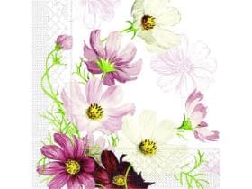 Tovaglioli in tessuto 3 veli, 40 x 40 cm, piegati 1/4, Cosmea