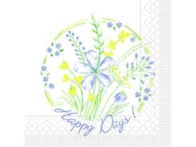 Tovaglioli in tessuto 3 veli, 33 x 33 cm, piegati 1/4, Happy Days