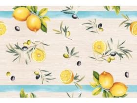 Chemin de table Airlaid, 40 cm x 24 m, "Olives & Lemons"