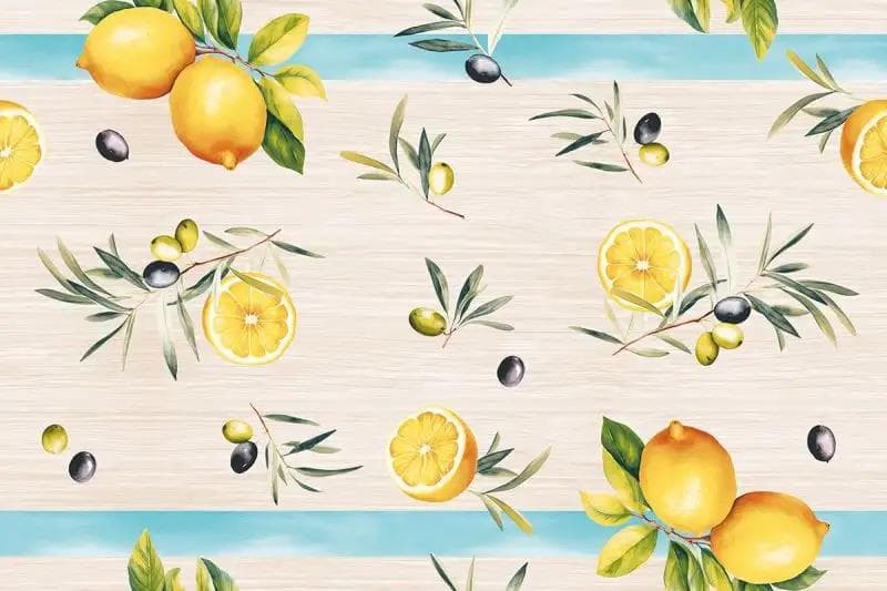 Chemin de table Airlaid, 40 cm x 24 m, "Olives & Lemons"