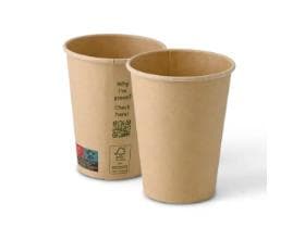 Kaffeebecher 3 dl braun, aus umwelt- freundlicher Pappe, beschichtet mit PLA,