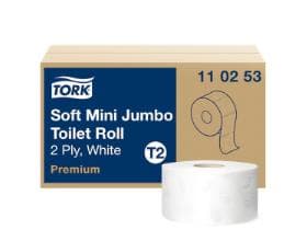 WC-Papier Tork Mini, Tissue hochweiss (T2), 2-lagig, 850 Coupons (10x20 cm),