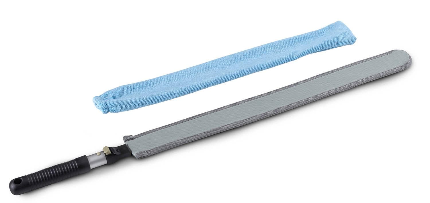 Épée à épousseter avec housse en microfibre et manche télescopique bleu
