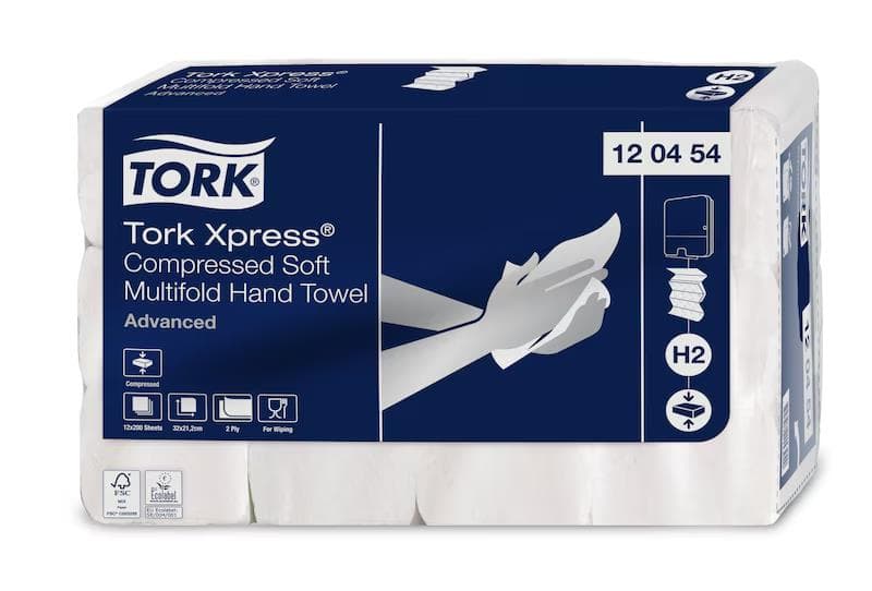 Asciugamani pieghevoli Tork Xpress® morbidi, compressi, a più strati, bianchi.