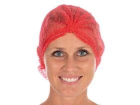 Cagoules à clipser rouges, en tissu non tissé PP 14 gm2, ø 50 cm