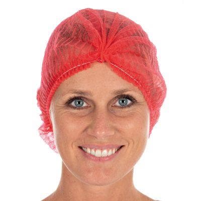 Cagoules à clipser rouges, en tissu non tissé PP 14 gm2, ø 50 cm