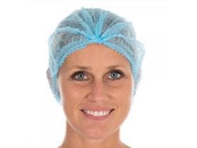 Cagoules à clipser bleues, en tissu non tissé PP 14 gm2, ø 50 cm