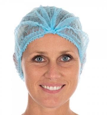 Cagoules à clipser bleues, en tissu non tissé PP 14 gm2, ø 50 cm