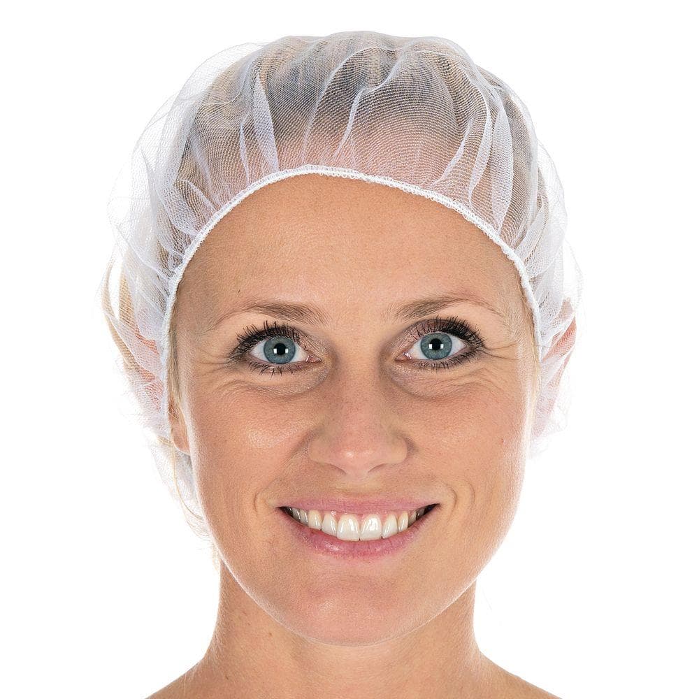 Cappuccio in nylon micromesh, struttura fine, ø 53 cm, bianco, con micromesh
