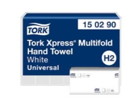 Asciugamani pieghevoli Tork Xpress, universali, in tissue a 2 strati, multifold, 25,5x19,6 cm.