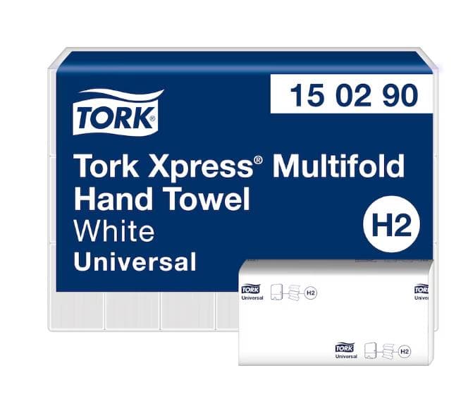 Asciugamani pieghevoli Tork Xpress, universali, in tissue a 2 strati, multifold, 25,5x19,6 cm.