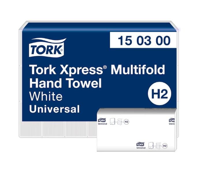 Asciugamani pieghevoli Tork Xpress Universal, H2, in tissue a 2 strati, 34 x 19,6 cm.