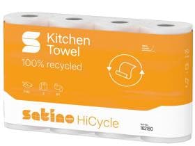 Rouleau ménager Satino HiCycle, blanc brillant, 2 plis, 64 feuilles, 26x22 cm, recyclage