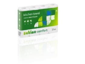 Rouleau de papier ménager Satino Comfort, blanc brillant, 2 plis, 64 feuilles, 26x22 cm, recyclé