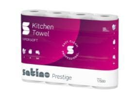 Rouleau de papier ménager « Satino Prestige », blanc 100 % cellulose, 3 plis, 64 feuilles, 26 x 22 cm