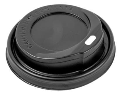 Couvercle PS noir, avec trou pour boire, ø 90 mm, adapté pour mug à café 3 dl
