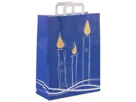 Papiertragetaschen Kraft weiss 70 gm2, "Kerze blau" 220 x 105 x 280 mm,