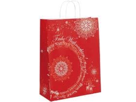 Papiertragetaschen Kraft weiss 100 gm2, "Weihnachtsphantasie"240 x 110 x 310 mm,