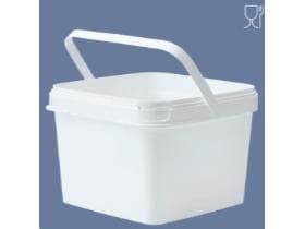 Secchio in plastica PP rettangolare, bianco, 4200 ml, 198 x 198 x 141 mm.