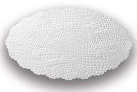 Carta da forno coccodrillo 40 gm2, ovale 16 x 24 cm, bianca, con bordo ondulato