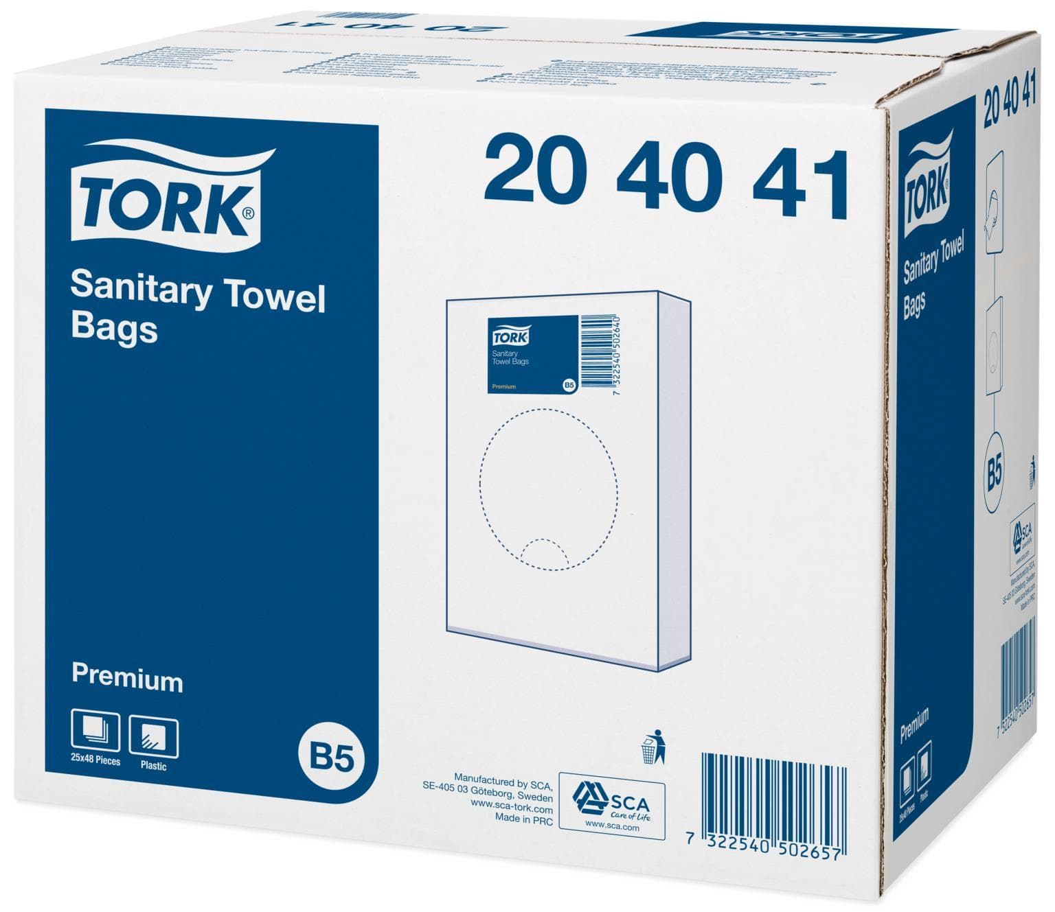 Sacchetto igienico Tork Premium 0,166 litri, 80 x 270 mm