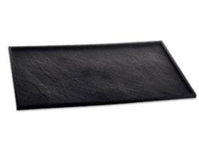 Plateau noir en PS, GN 1/1 530 x 325 x 10 mm, avec effet ardoise.