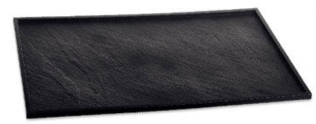 Vassoio nero in PS, GN 1/2 265 x 325 x 10 mm, con effetto ardesia.