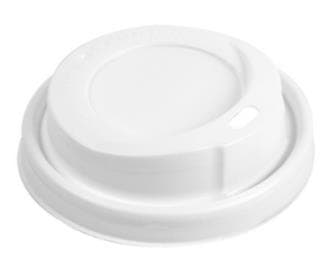 Couvercle PS blanc, avec trou pour boire, ø 90 mm, adapté pour tasse à café 3 dl