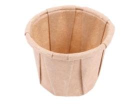 Gobelet d'essai en papier parchemin brun 22 ml, ø 38/26 mm, H : 28 mm, résistant à la graisse