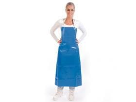 Tablier bavette en PU, 300 my, 120 x 90 cm, bleu, imperméable, surface lisse
