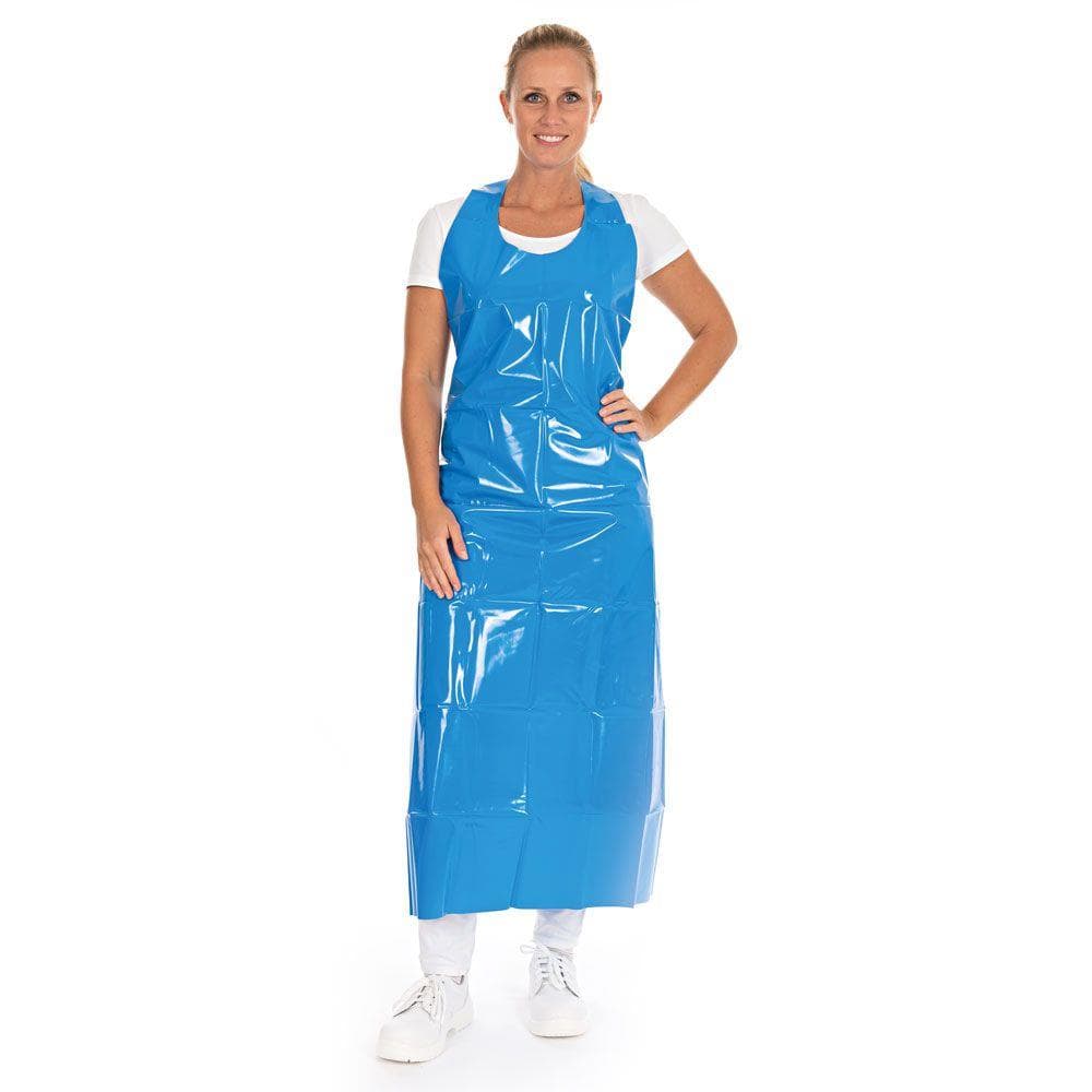 Grembiule con pettorina in TPU, 150 my, 115 x 90 cm, blu, impermeabile, superficie liscia