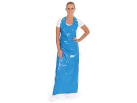 Tablier bavette en TPU, 150 my, 130 x 90 cm, bleu, imperméable, surface lisse