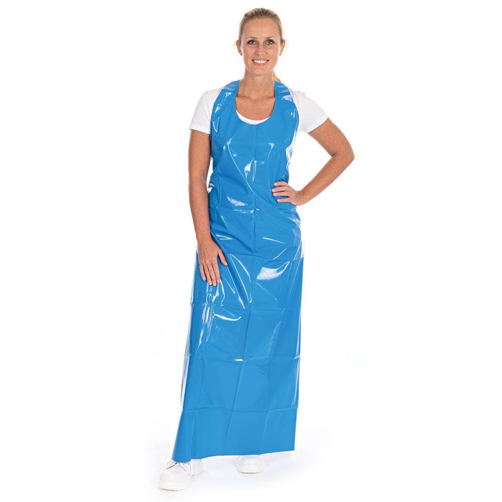 Tablier bavette en TPU, 150 my, 130 x 90 cm, bleu, imperméable, surface lisse