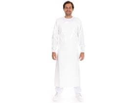 Tablier à manches en TPU, 150 my, 140 x 90 cm, blanc, imperméable, surface lisse