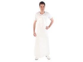 Tablier bavette en PU, environ 350 my, 110 x 100 cm, blanc, imperméable, surface lisse