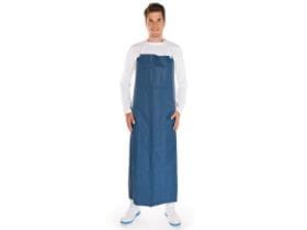 Tablier bavette en PU, environ 150 my, 120 x 90 cm, bleu, imperméable, surface lisse