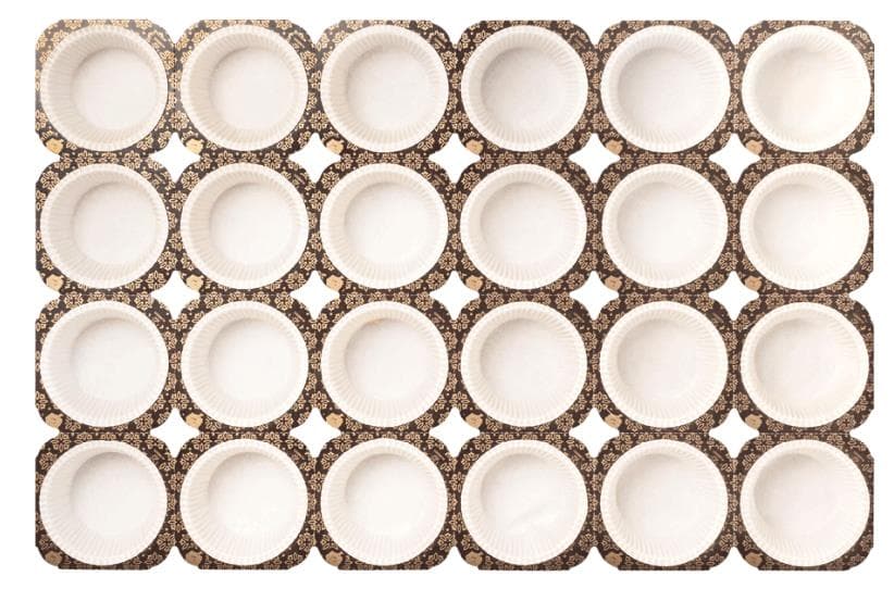 Teglia da forno con 24 stampi per muffin 50x34 mm, bianca, dimensioni teglia: 336 x 504 mm,